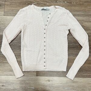 Zara Cream Cable Knit Cardigan with Sparkly Buttons